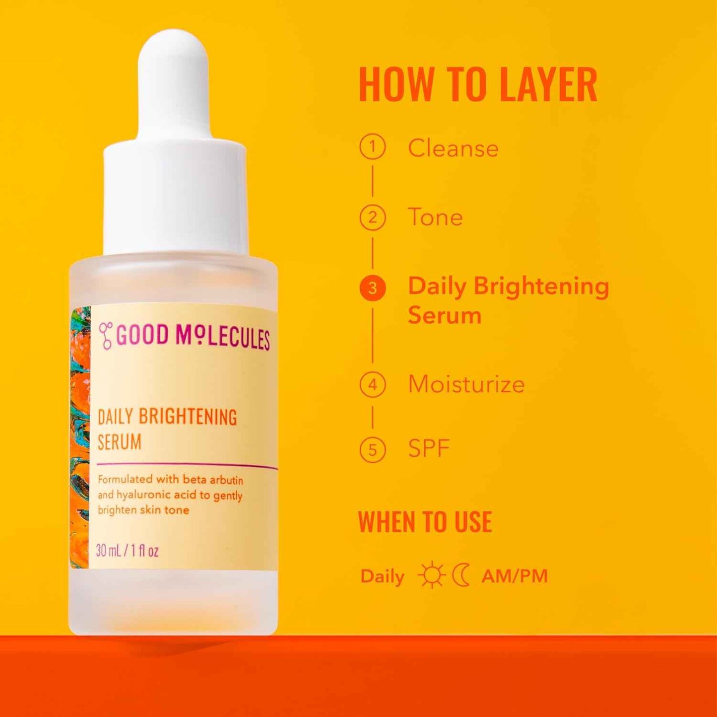 Good Molecules Daily Brightening Serum with Beta Arbutin 3% & Hyaluronic Acid – Brightening Serum for Dark Spots & Uneven Tone, Face Skincare