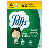 Puffs Plus Lotion with Vicks Facial Tissues, 4 Cubes, 48 Tissues per Box Pack Napkin