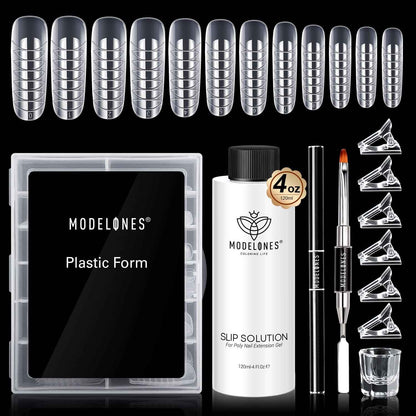 Modelones Poly Extension  with Dual-Ended Nail Brush Anti-Stick Liquid Brushes Cleaning Easy Spread for Beginner