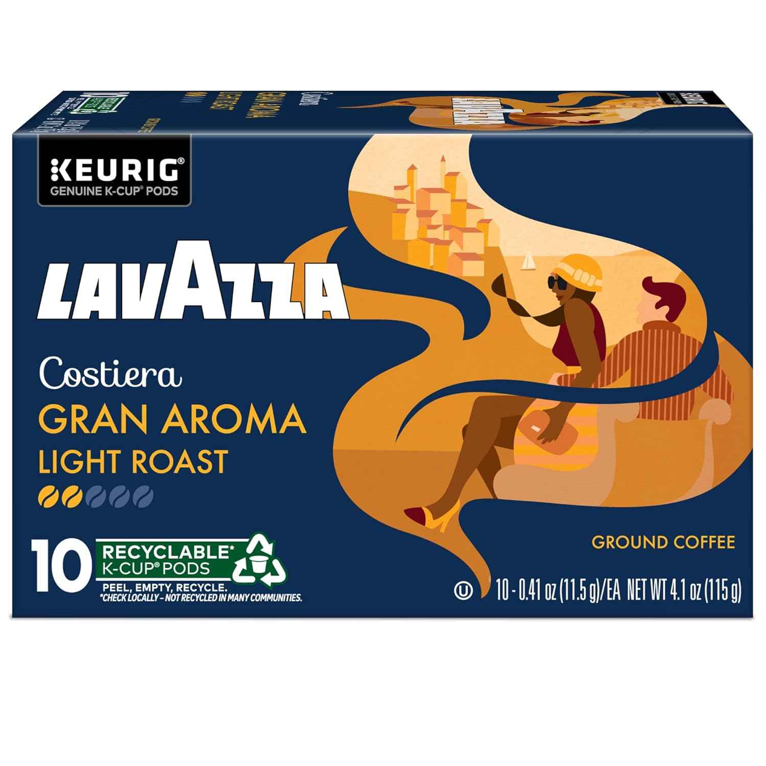 Lavazza Costiera Gran Aroma, Single-Serve Keurig K-Cup Pods, Light Roast Coffee