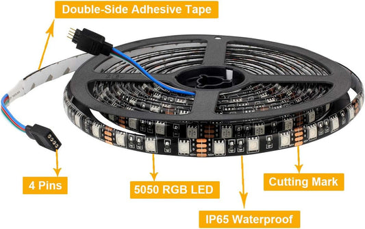 SUPERNIGHT_LED_Strip_Lights,_16.4FT_5M_SMD_5050_Waterproof_300LEDs_RGB_Color_Changing_Flexible_LED_Light_Strip_for_Bedroom,_TV_Back_Lighting,_Christmas,_Valentine's_Day_(Black_PCB)