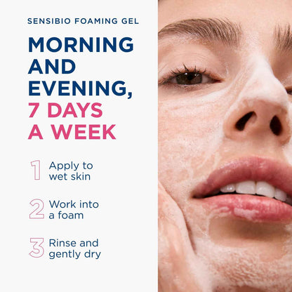 Bioderma Sensibio Foaming Gel Gentle Face Cleanser, Cleansing and Makeup Removing Refreshing Feeling for Sensitive Skin, Unscented