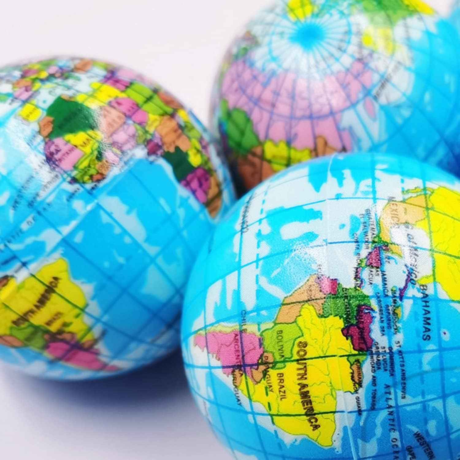 Globe Squeeze Balls,2.5 inch Earth Stress Relief Balls,Soft Foam Stress Ball Toy for Finger Exercise,School or Office Party Favors,24 Pcs