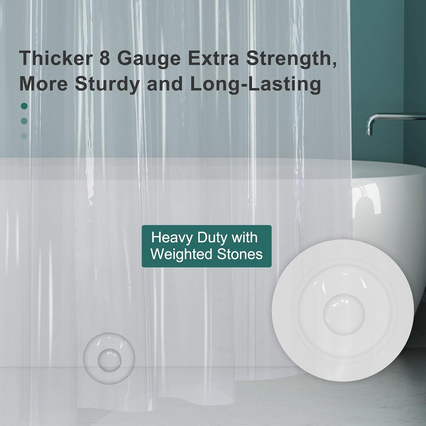 AmazerBath_Plastic_Shower_Curtain_Clear_Premium_PEVA,_Clear_Shower_Curtain_Heavy_Duty_8G,_Weighted_Shower_Curtains_for_Bathroom_Accessories_with_3_Big_Stones_and_12_Rustproof_Grommets,_72x72_Inches