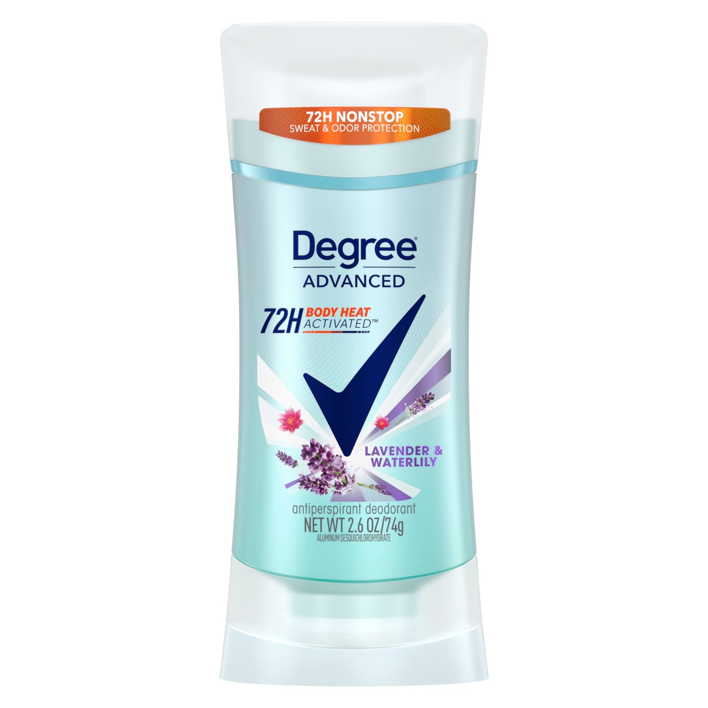 Degree Advanced Protection Antiperspirant Deodorant Lavender &amp;amp; Waterlily for 72-Hour Sweat &amp;amp; Odor Control for Women, with Body Heat Activated Technology, 2.6 oz