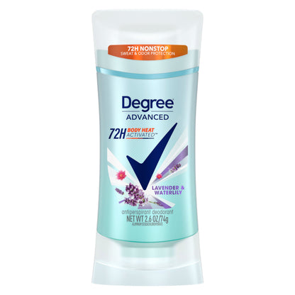Degree Advanced Protection Antiperspirant Deodorant Lavender &amp;amp; Waterlily for 72-Hour Sweat &amp;amp; Odor Control for Women, with Body Heat Activated Technology, 2.6 oz