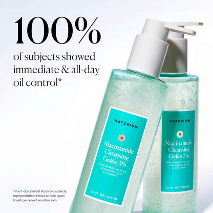 Naturium Niacinamide Cleansing Gelée 3% Plus Hyaluronic Acid & Vitamin C, Gentle & Smoothing Face Wash, 7.1 oz
