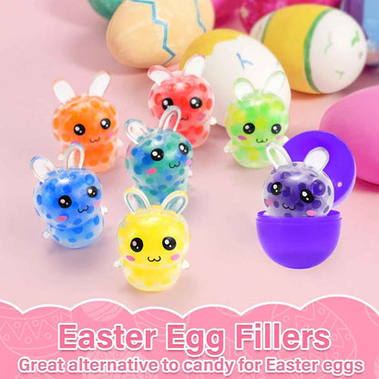 Easter Egg Fillers, 12 Pcs Mini Bunny Squishy Toys, Easter Basket Stuffers Essentials Egg Basket Fillers Gifts for Teens Adults, Bunny Stress Ball Party Favors