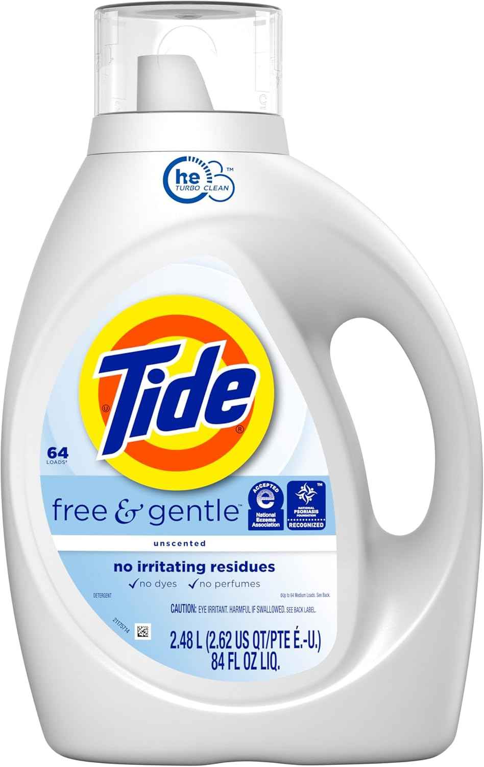 Tide Free & Gentle Liquid Laundry Detergent, 64 Loads, 84 fl oz, Tide Laundry Detergent, Clean Laundry Detergent