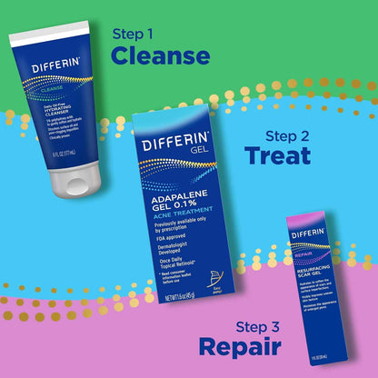 Differin Gel Acne Scar Spot Treatment for Face, Resurfacing Scar Gel, Gentle Skin Care for Acne Prone Sensitive Skin