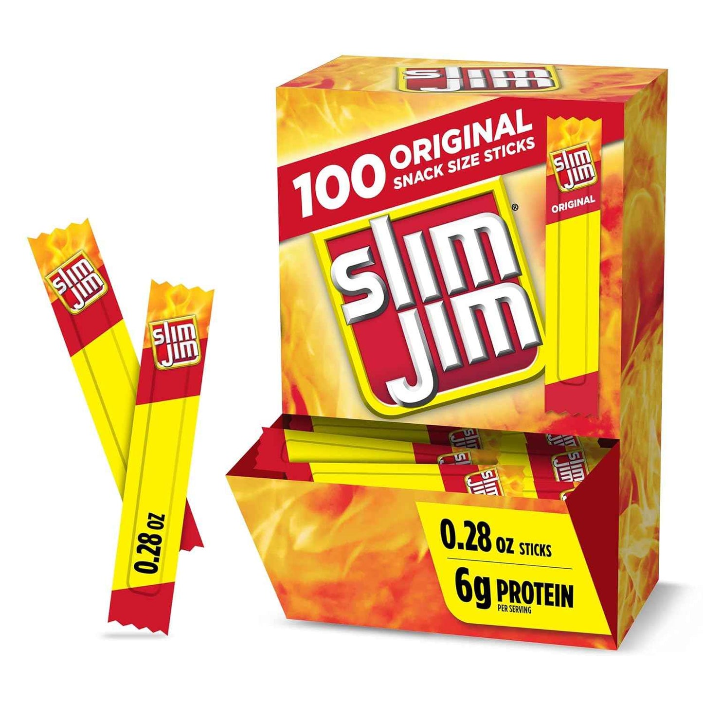 Slim Jim Smoked Meat Sticks, 6g Protein Per Serving, Snack Size, Father's Day Bulk Snack Gifts