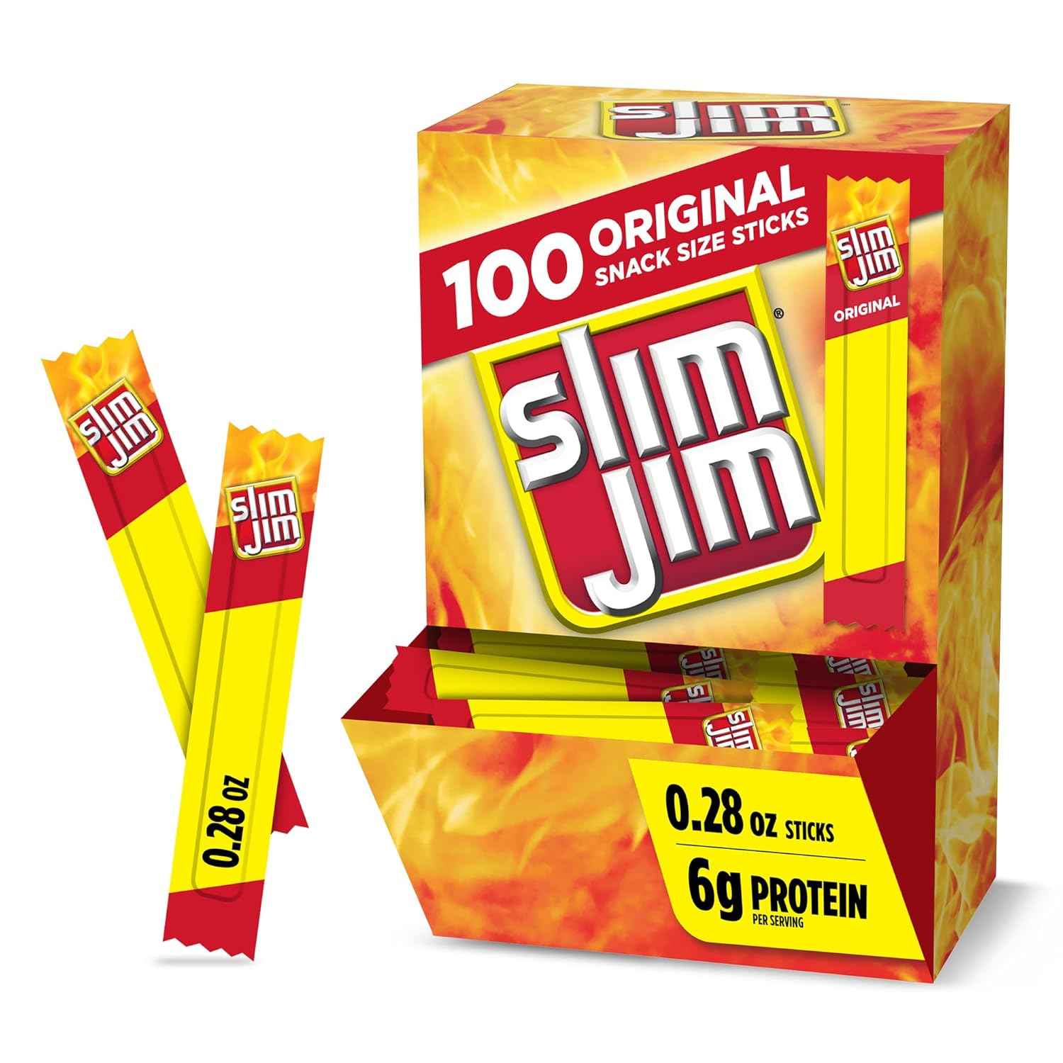 Slim Jim Smoked Meat Sticks, 6g Protein Per Serving, Snack Size, Father's Day Bulk Snack Gifts