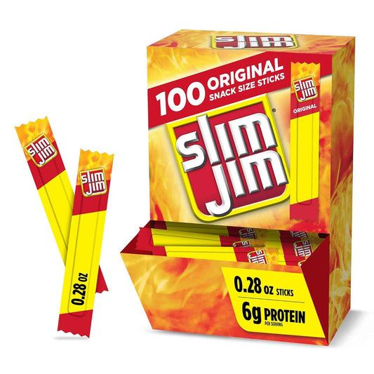 Slim Jim Smoked Meat Sticks, 6g Protein Per Serving, Snack Size, Father's Day Bulk Snack Gifts