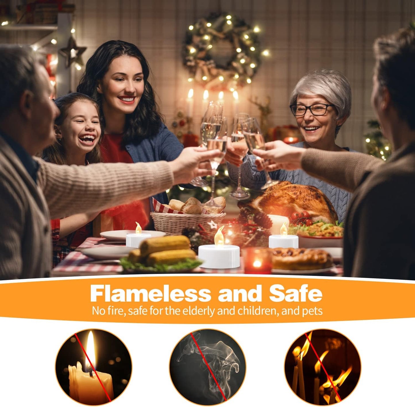 KOABY_12/24/50/100_Pack_LED_Tea_Lights,_Flickering_Lights,_Battery_Operated
