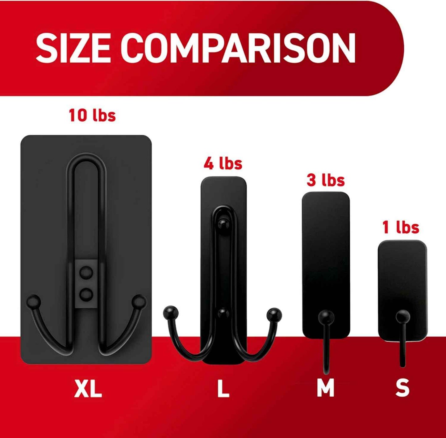 Command X-Large Matte Black Triple Hook, 1 Hook, 3 Strips, Damage-Free Hanging with Adhesive Strips, No Tools Wall Hook for Hanging Decorations in Living Spaces