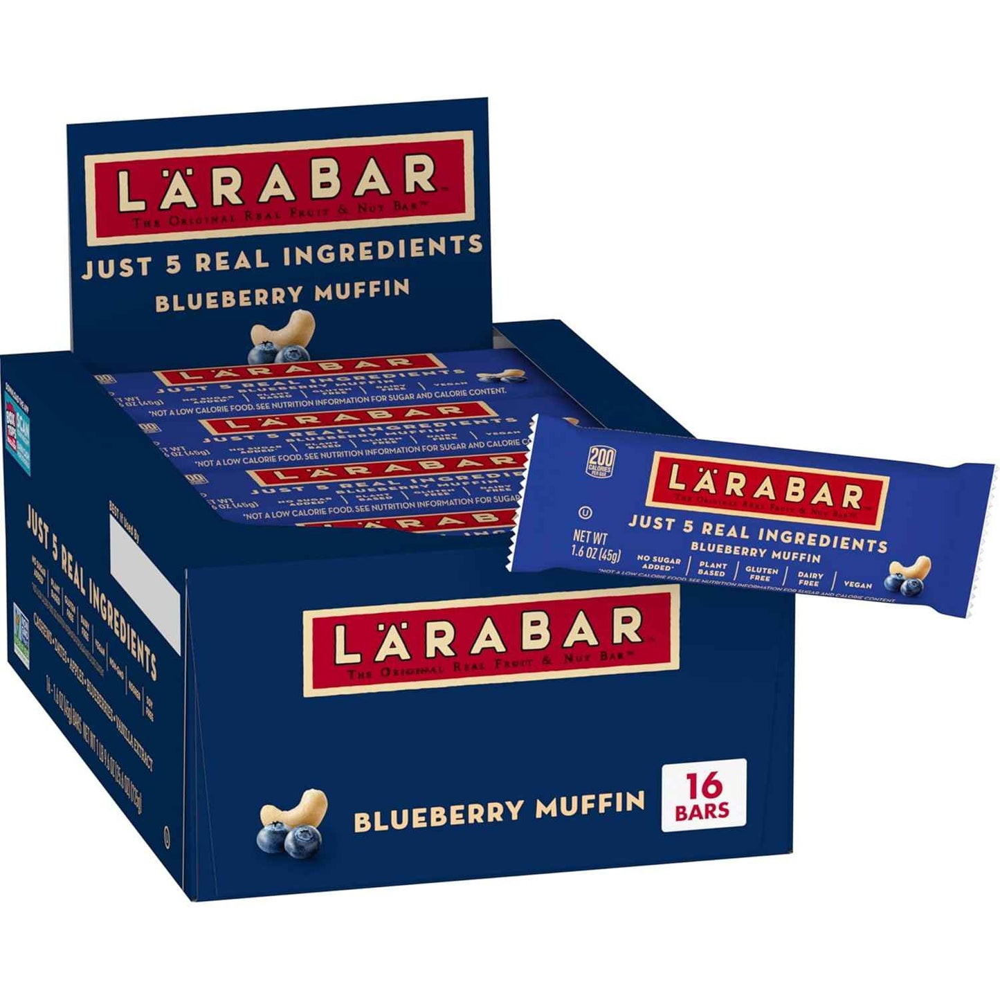 Larabar Blueberry Muffin Fruit and Nut Bars, Gluten Free and Vegan, 25.6 oz, 16 Ct