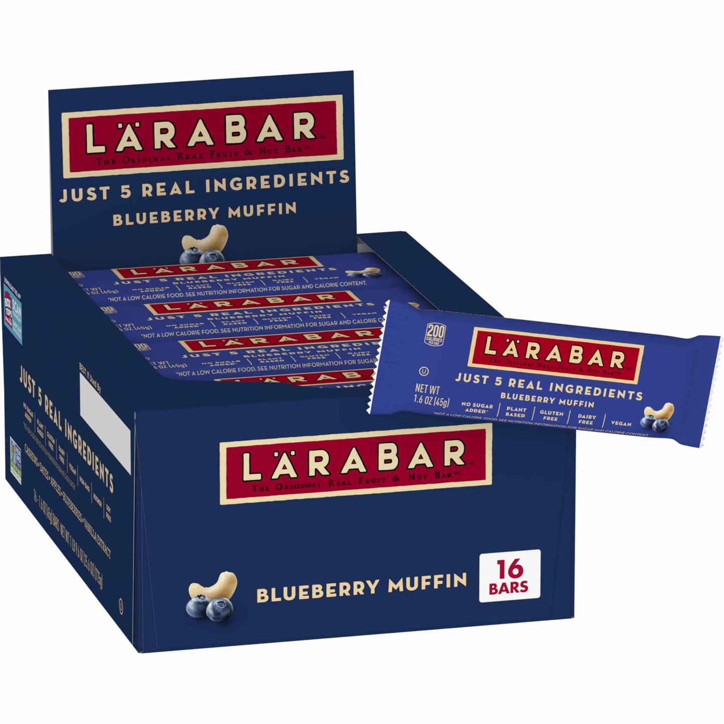 Larabar Blueberry Muffin Fruit and Nut Bars, Gluten Free and Vegan, 25.6 oz, 16 Ct