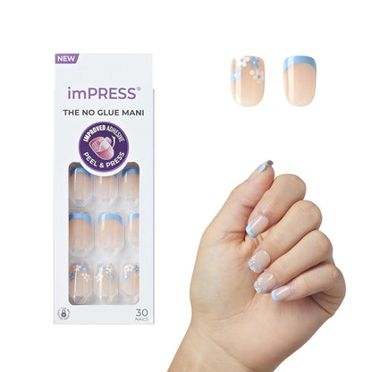 KISS_imPRESS_No_Glue_Mani_Press_On_Nails,_French,_'Snooze',_Blue,_Short_Size,_Squoval_Shape,_Includes_30_Nails,_Prep_Pad,_Instructions_Sheet,_1_Manicure_Stick,_1_Mini_File