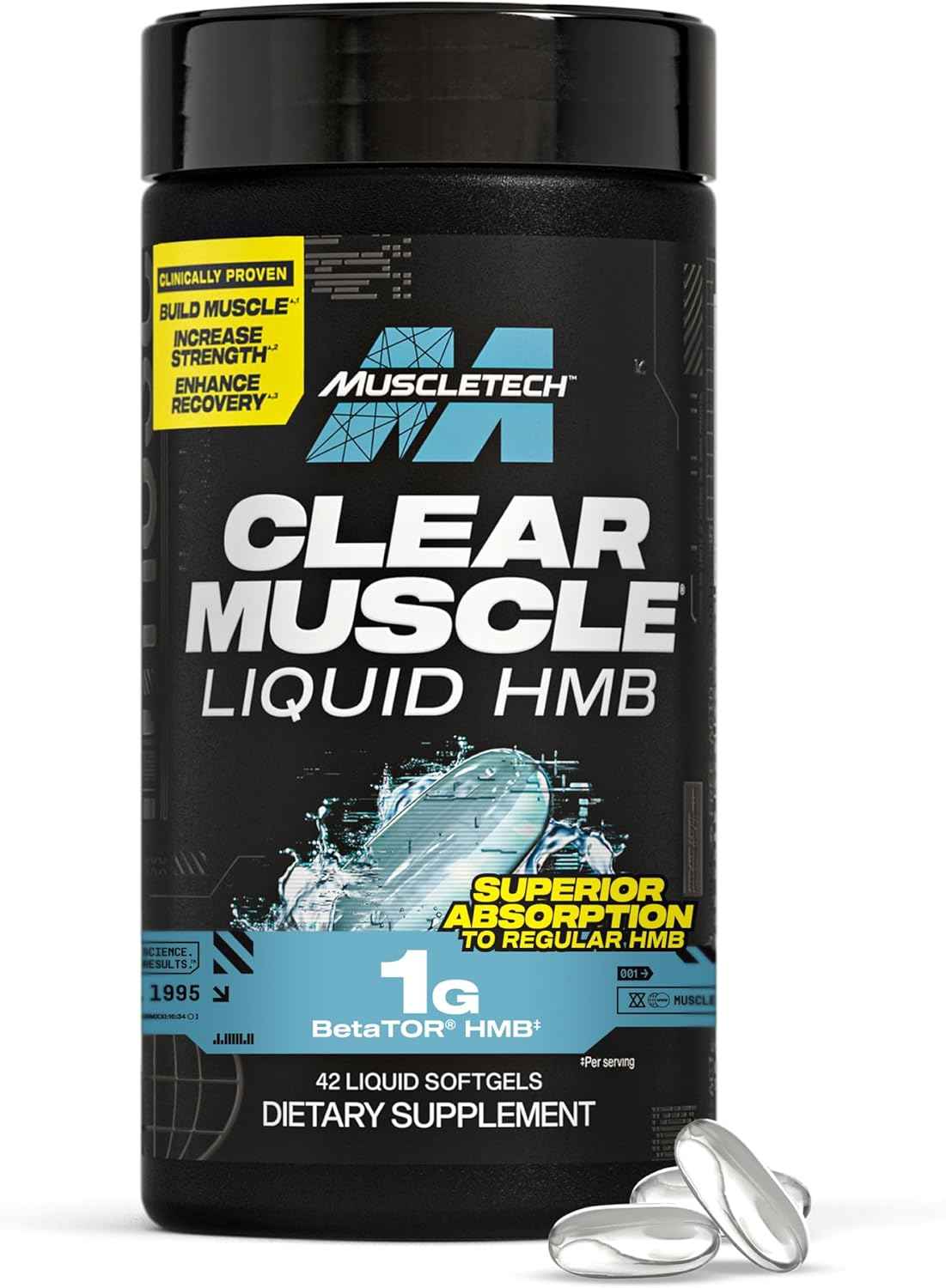 Muscletech HMB Supplements 1000mg, Clear Muscle- Highest Grade HMB for Lean Muscle & Recovery-HMB Free Acid Muscle Supplement-Help Decrease Muscle Breakdown - Packaging May Vary