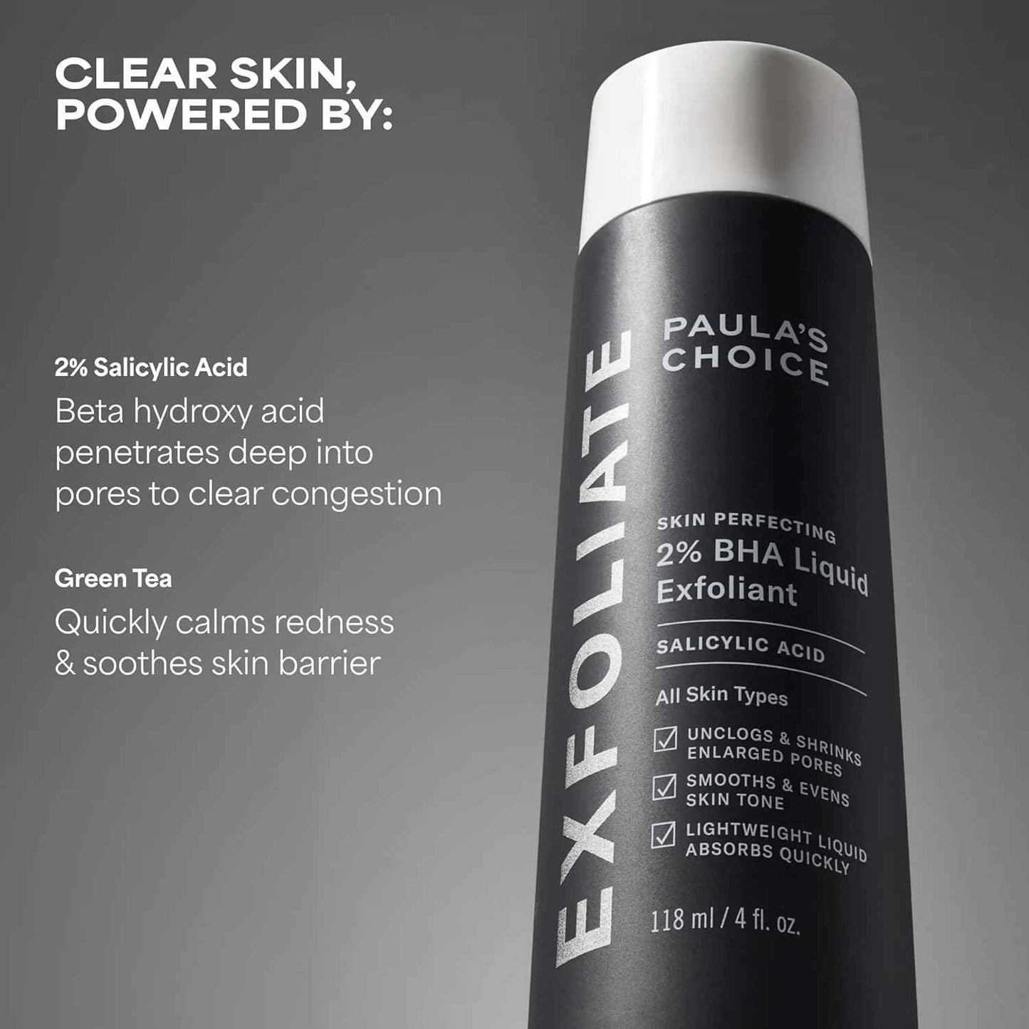 Paula's Choice SKIN PERFECTING 2% BHA Liquid Exfoliant with Salicylic Acid, Facial Polish for Pores, Wrinkles & Fine Lines, Suitable for Blackhead-Prone Skin, Fragrance-Free