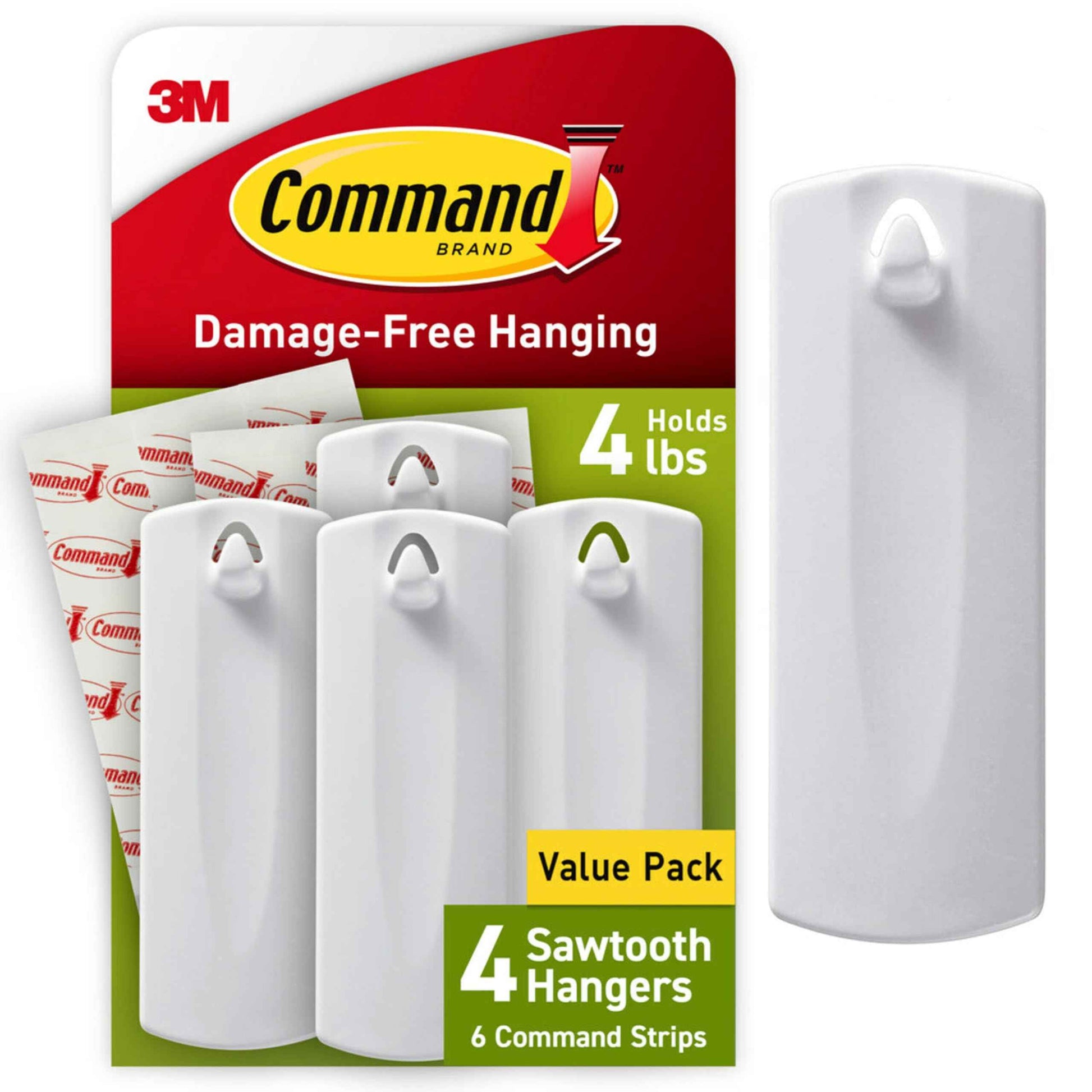 Command Sawtooth Picture Hangers, Damage-Free Hanging Sawtooth Frames, No Tools Wall Hook for Home Decor, Holds up to 4 lb