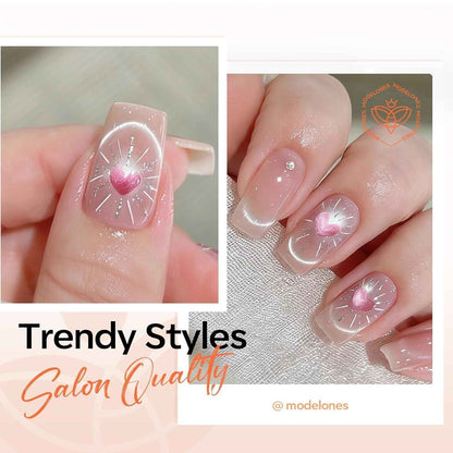 modelones French Cat Eye Magnet Set, Scissor-Shaped Nail Magnet Tool, 2 IN One Cateye Nail Magnet for French Effect, Hole&Bunny-Shaped&Heart Magnet for Cat Eye Gel Polish DIY Easter's Nail Salon