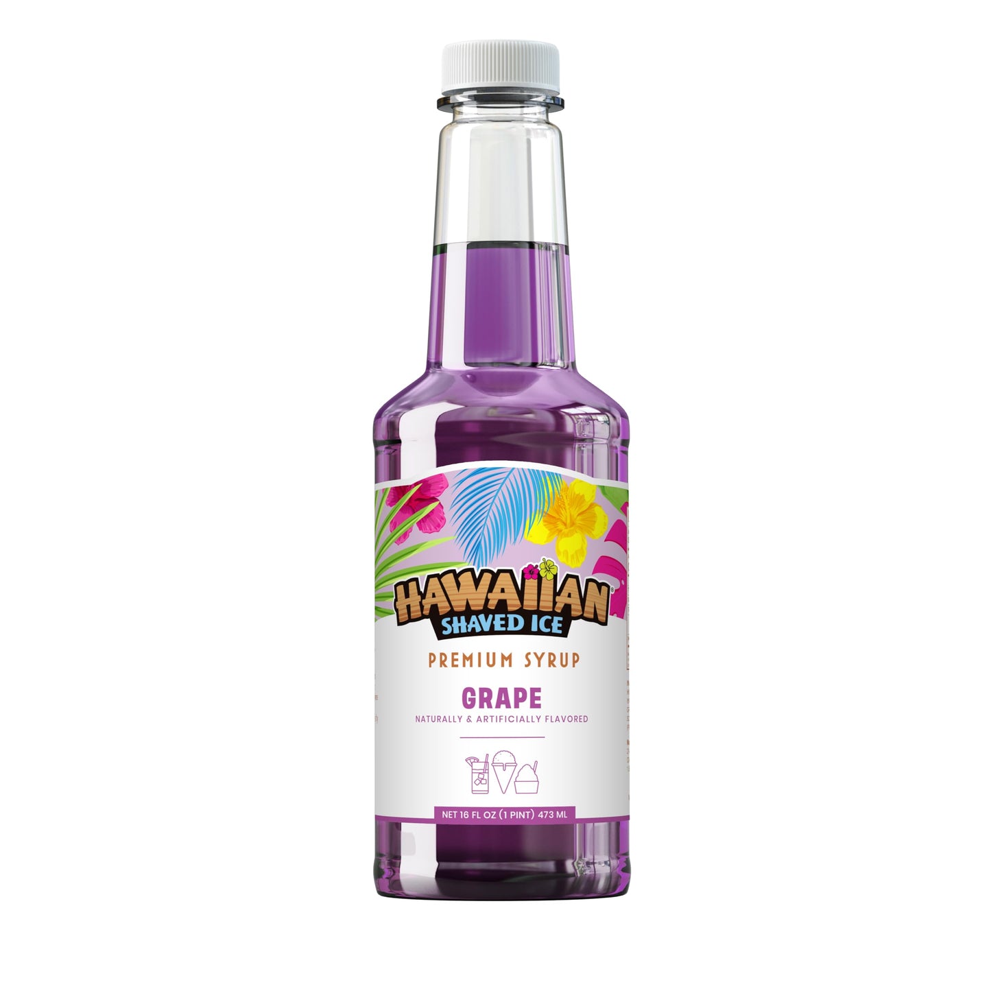 Hawaiian Shaved Ice Grape Syrup - Nut Soy Dairy Free - Flavor Fluffy &amp;amp; Crunchy Snow Cones - Shelf Stable - Makes 8 Servings - 16 ounces