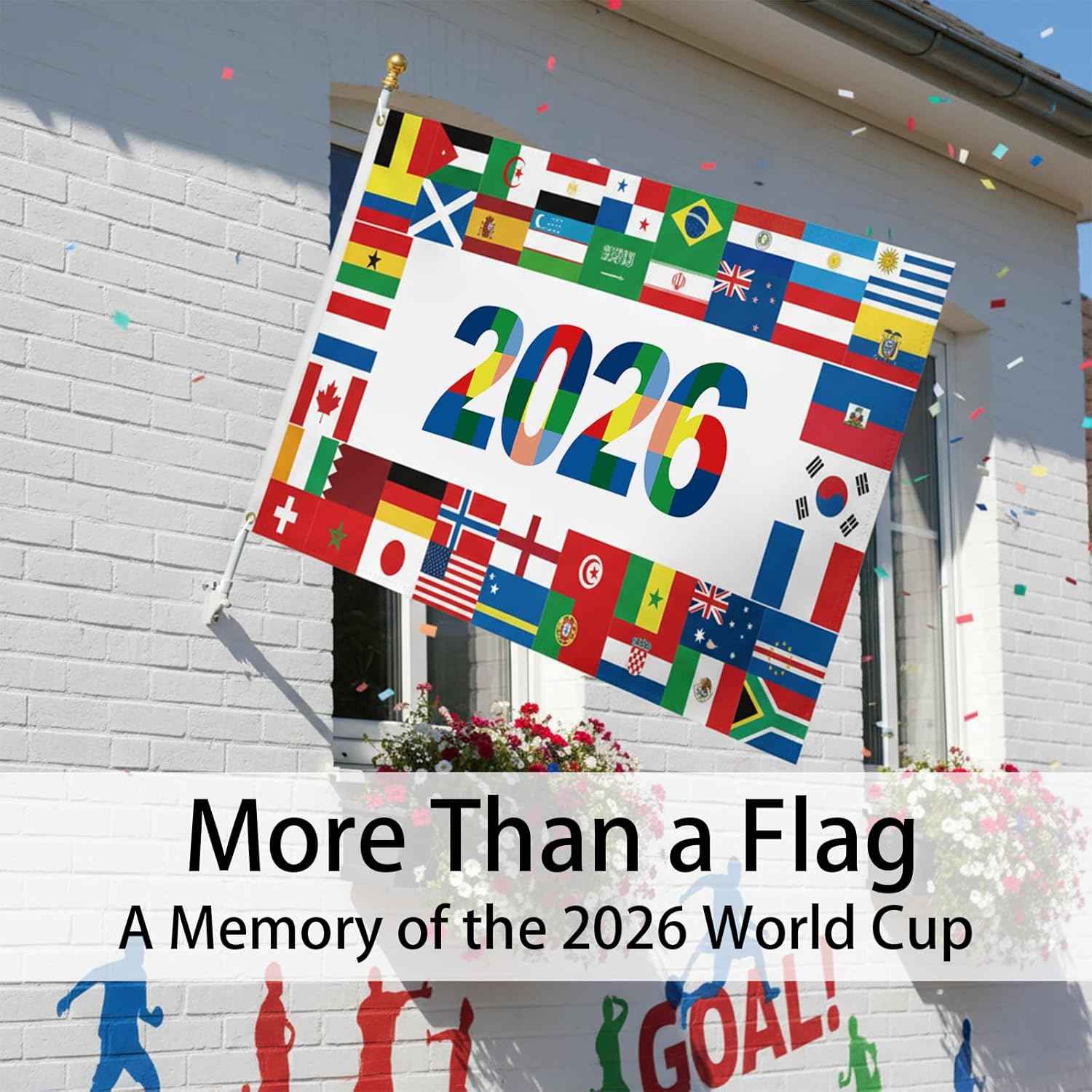 World Cup Flag 2026 International Country Flag&Trophy Showcase Decorations Football Supporters Banner,Soccer Merchandise Accessories,Great Soccer Fans Gifts,59x35in Yard Sign Garden Outdoor Flag