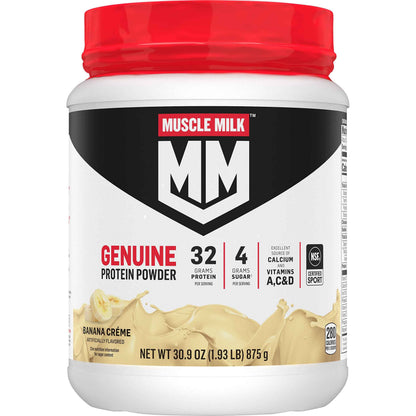 Muscle Milk Genuine Protein Powder, 32g Protein, 2g Sugar, Calcium, Vitamins A, C & D, NSF Certified for Sport, Energizing Snack, Packaging May Vary