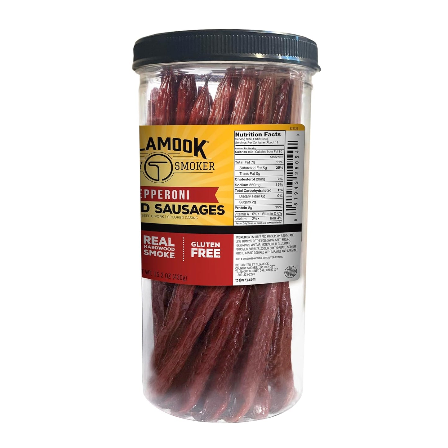 Tillamook_Country_Smoker_Real_Hardwood_Smoked_Sausages,_Pepperoni,_15.2_Ounce_Tall_Jar,_20_Count