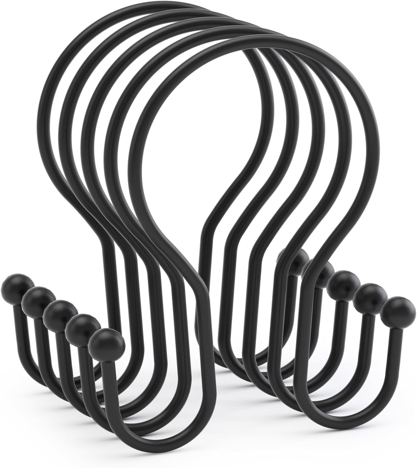 AmazerBath_Shower_Curtain_Hooks_Black_Shower_Curtain_Rings,_Simple_Double_Hook_Shower_Curtain_Hooks_Rust_Proof,_Smooth_Sturdy_Metal_Shower_Hooks_for_Shower_Curtain_Rod,_12_Pcs_Shower_Rod_Hooks