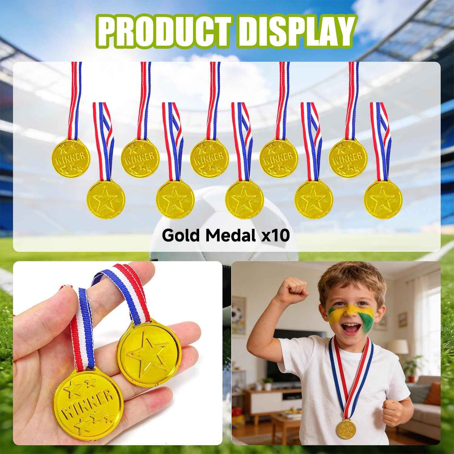 60PCS Soccer Party Favors, Soccer Goodie Bag Stuffers with 10 x 6.5 Inch Bags Keychain Medal Tattoo Sticker Slap Bracelets Whistles, for Kids Soccer Birthday Party Decorations Supplies Souvenirs