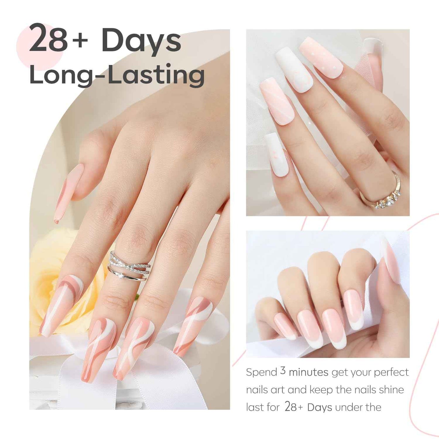 modelones Gel Nail Polish Set - 6 Colors Nude Pink Milky White Gel Polish Set Light Neutral Pink Nail Polish Barely Pink Soak Off LED Starter Kit Popular Nail Art DIY Manicure Gifts