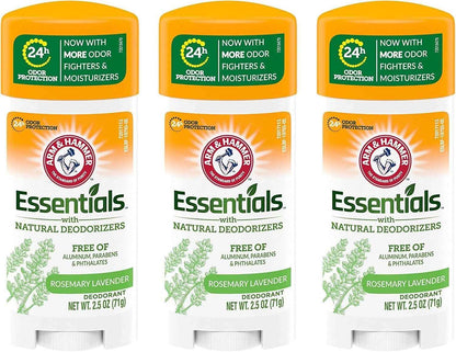 ARM & HAMMER Essentials Deodorant- Solid Oval - Made with Natural Deodorizers- Free From Aluminum, Parabens & Phthalates