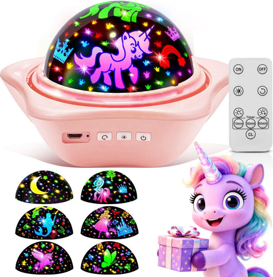 Unicorn_Toys【6_Slides+96_Projections】,_Unicorn_Night_Light_Projector_&_Little_Mermaid_Toys_for_Girls_4-6,Princess_Night_Light_Projector,Academy_Toys,Juguetes_para_Niñas,Cool_Gifts_for_2_Year_Old_Girls