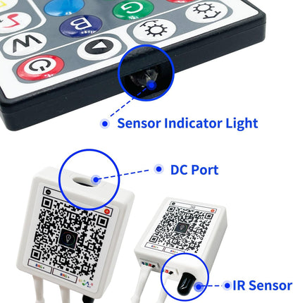 KEXU_44_Key_RGB_LED_Strip_Lights_IR_Remote_Control,Remote_Receiver_for_RGB_LED_Light_Strip,_24V_Power_Adapter_for_LED_Lights_for_Bedroom