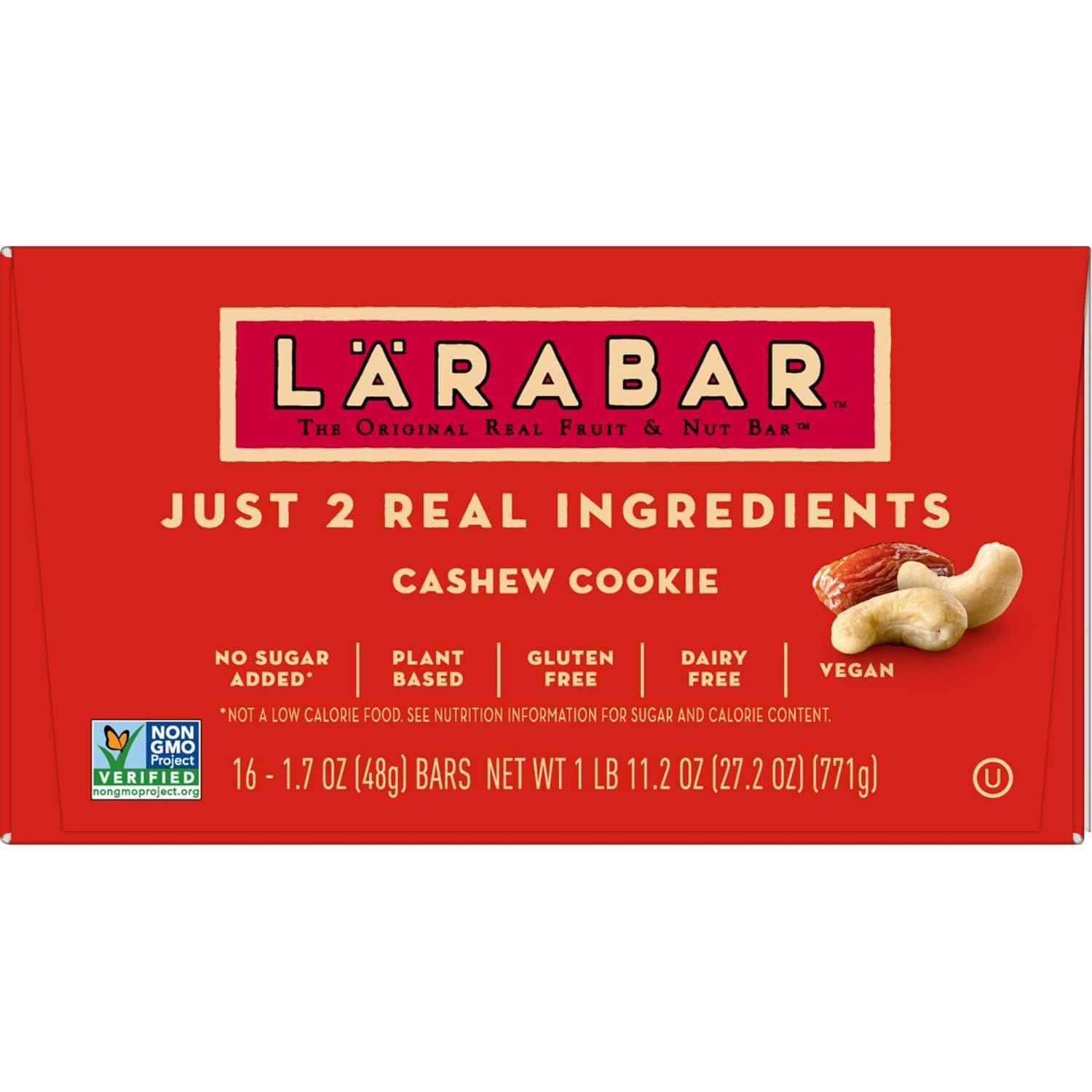 Larabar Cashew Cookie, Fruit and Nut Bars, Gluten Free and Vegan, 27.2 oz, 16 Ct