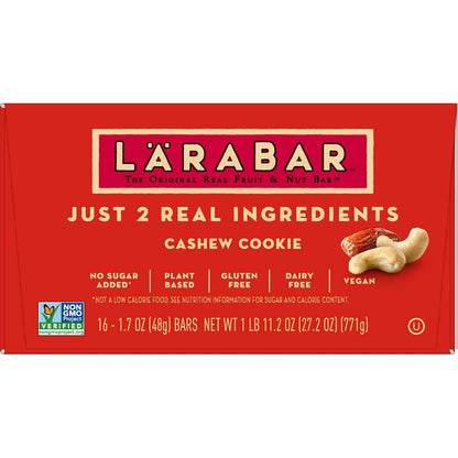 Larabar Cashew Cookie, Fruit and Nut Bars, Gluten Free and Vegan, 27.2 oz, 16 Ct