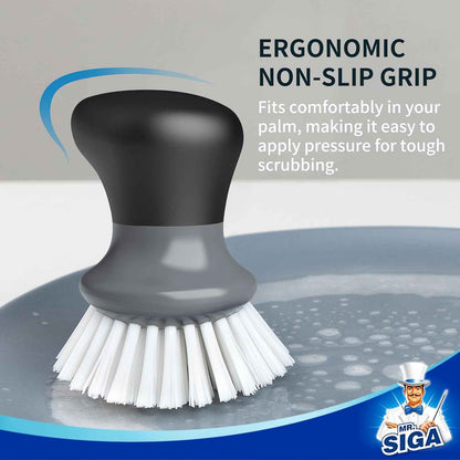 MR.SIGA Dish Scrub Brush, Palm Brush Dish Scrubber with Ergonomic Grip, Kitchen Brushes for Dishes, Pack of 2