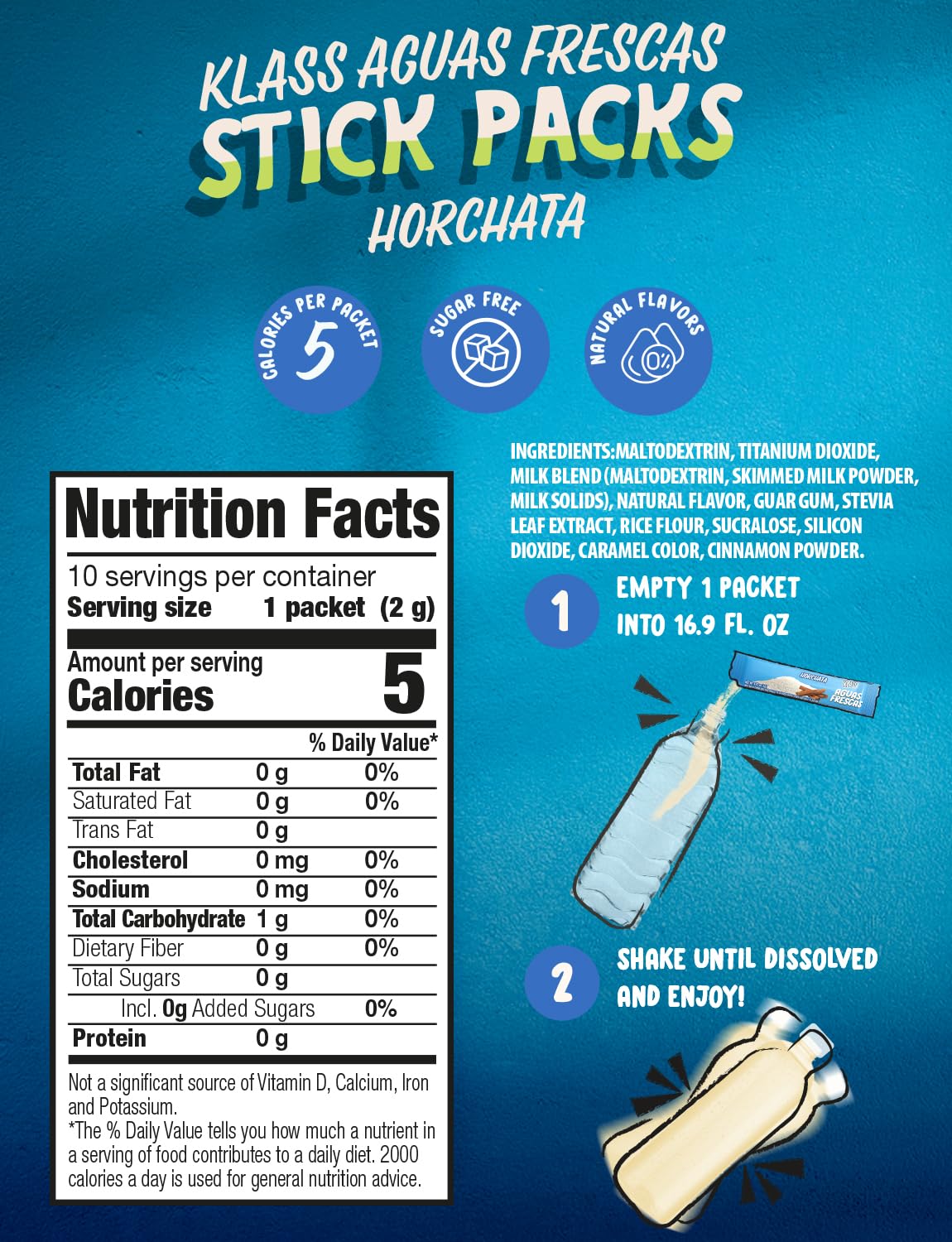 Klass_Aguas_Frescas_|_Drink_Mix_Packets_|_Horchata_Flavored_|_Sugar_Free_On-The-Go_Packets,_Low_Calorie_(40_Count_Powder_Stick_Packs)