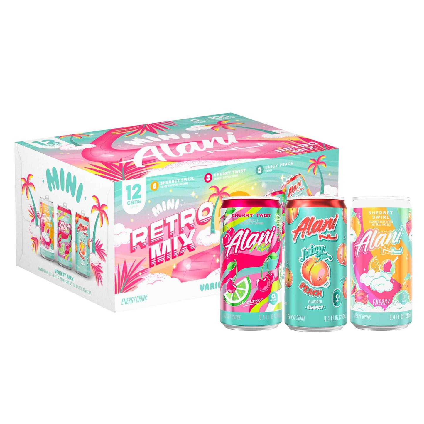 Alani Nu, Low Calorie Energy Drinks, 100mg Caffeine, Biotin, B Vitamins, Zero Sugar, 10 Calories or Less, 8 Fl Oz Cans, 12 Pack
