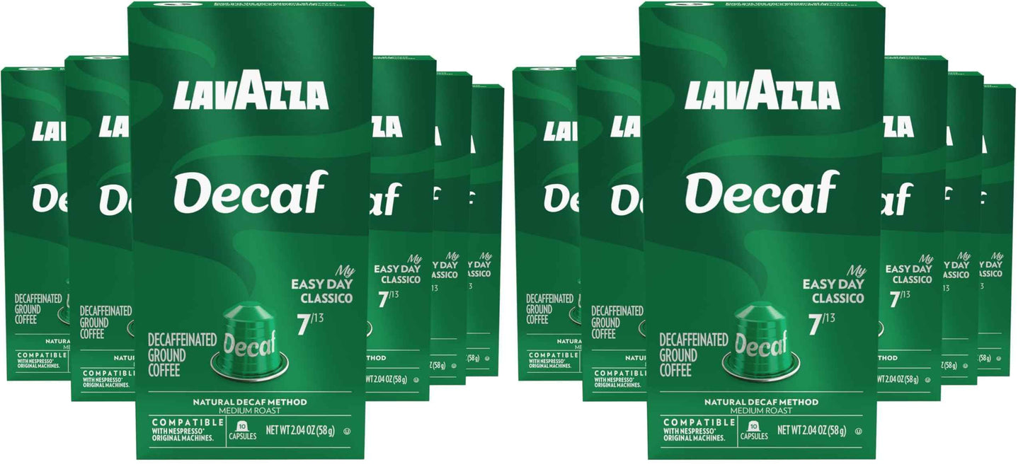 Lavazza Espresso Maestro Decaf (DEK) Aluminum Capsules Compatible with Nespresso* Original Machines, Medium Espresso Roast, Arabica and Robusta Blend