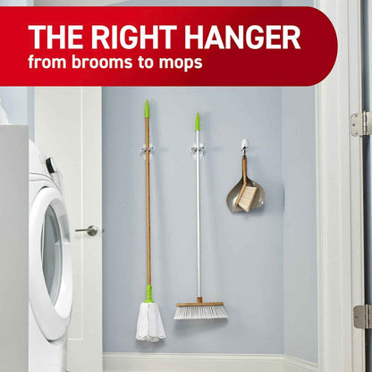 Command Broom Grippers, Damage-Free Mop and Broom Holder Wall Mount, Household Cleaning Tool Organizer for Kitchen, Laundry Room, Closet, Holds up to 4 lb