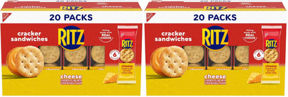 RITZ Cheese Sandwich Crackers, Lunch Snacks, 20 Snack Packs (6 Crackers Per Pack)