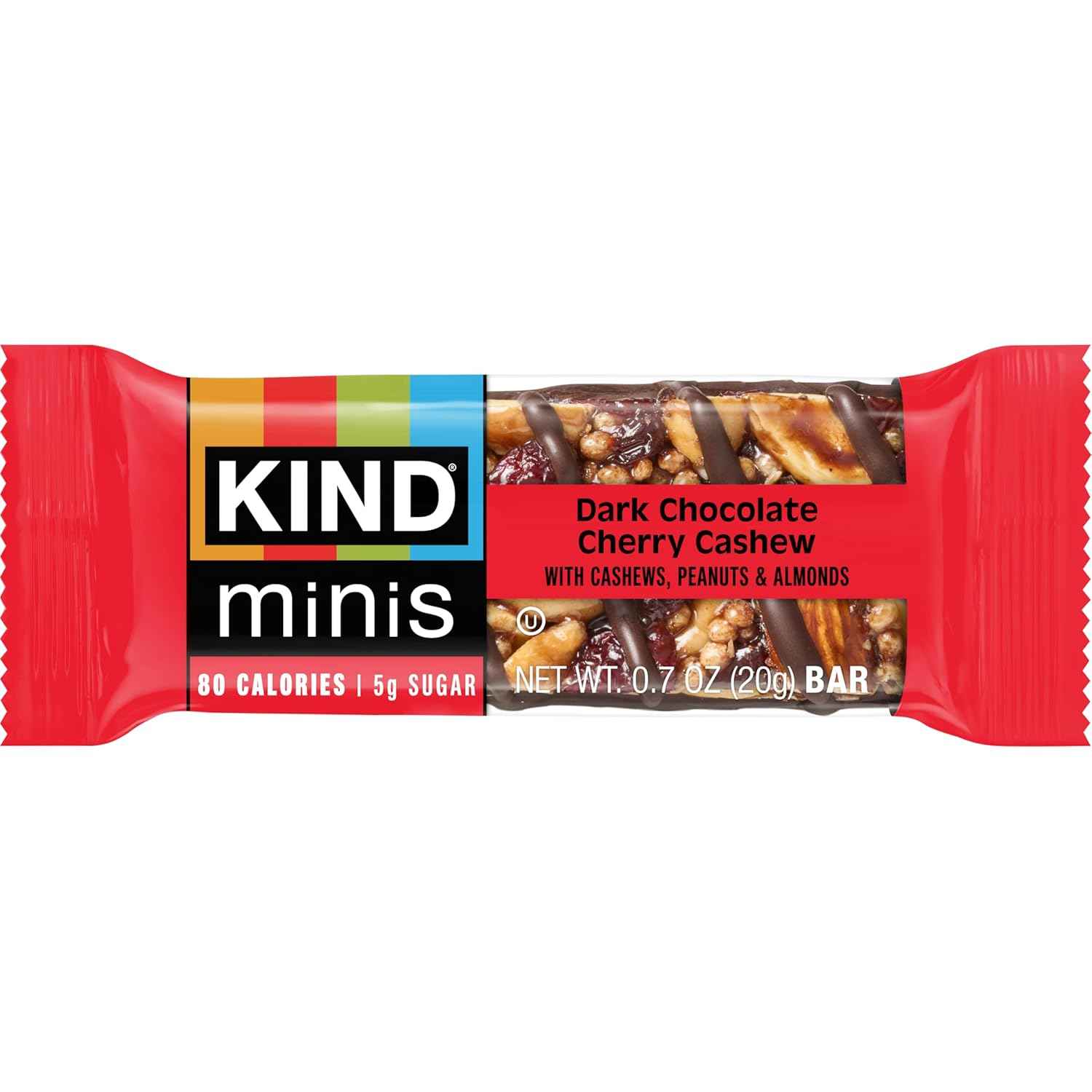 KIND Mini Snack Bars Variety Pack, Gluten Free, Low Sugar, Low Calorie Snacks, Dark Chocolate Nuts & Sea Salt, Caramel Almond & Sea Salt, Dark Chocolate Cherry Cashew, 80 Count