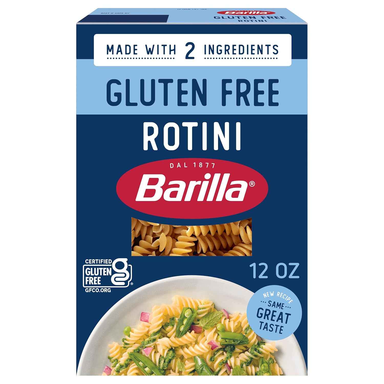 BARILLA Gluten Free Rotini Pasta, 12 Ounce - Non-GMO Gluten Free Pasta Made with 2 Ingredients