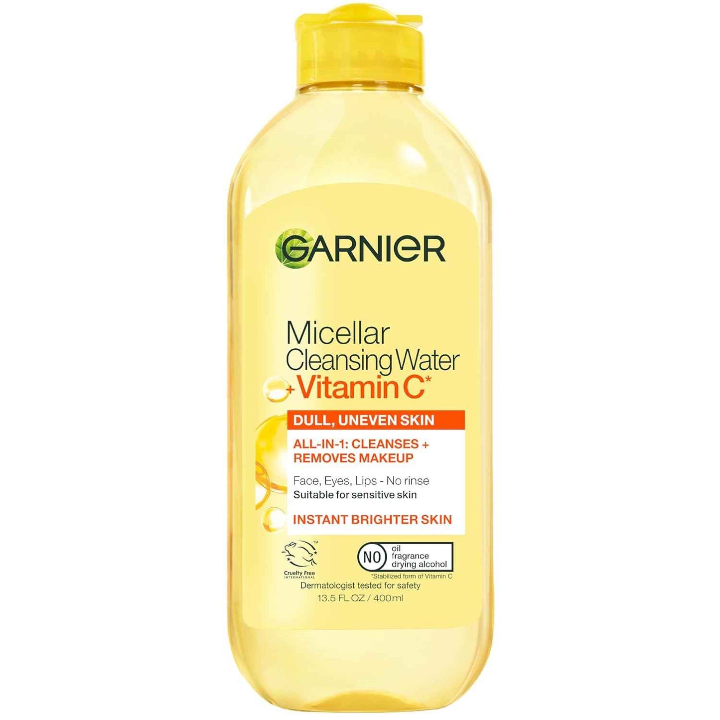 Garnier Micellar Water with Vitamin C, Facial Cleanser & Makeup Remover, Brightening & Hydrating, For All Skin Types, Vegan, Cruelty Free