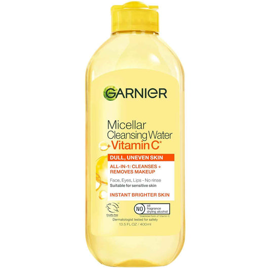 Garnier Micellar Water with Vitamin C, Facial Cleanser & Makeup Remover, Brightening & Hydrating, For All Skin Types, Vegan, Cruelty Free