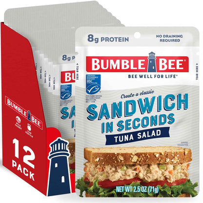 Bumble Bee Seasoned Tuna Pouch - Wild Caught and Ready to Eat for Snack, Salad, Korean Tuna Bowl - 14g Protein per Serving - PERFECT, PORTABLE, GOODNESS - 2.5 oz Packet