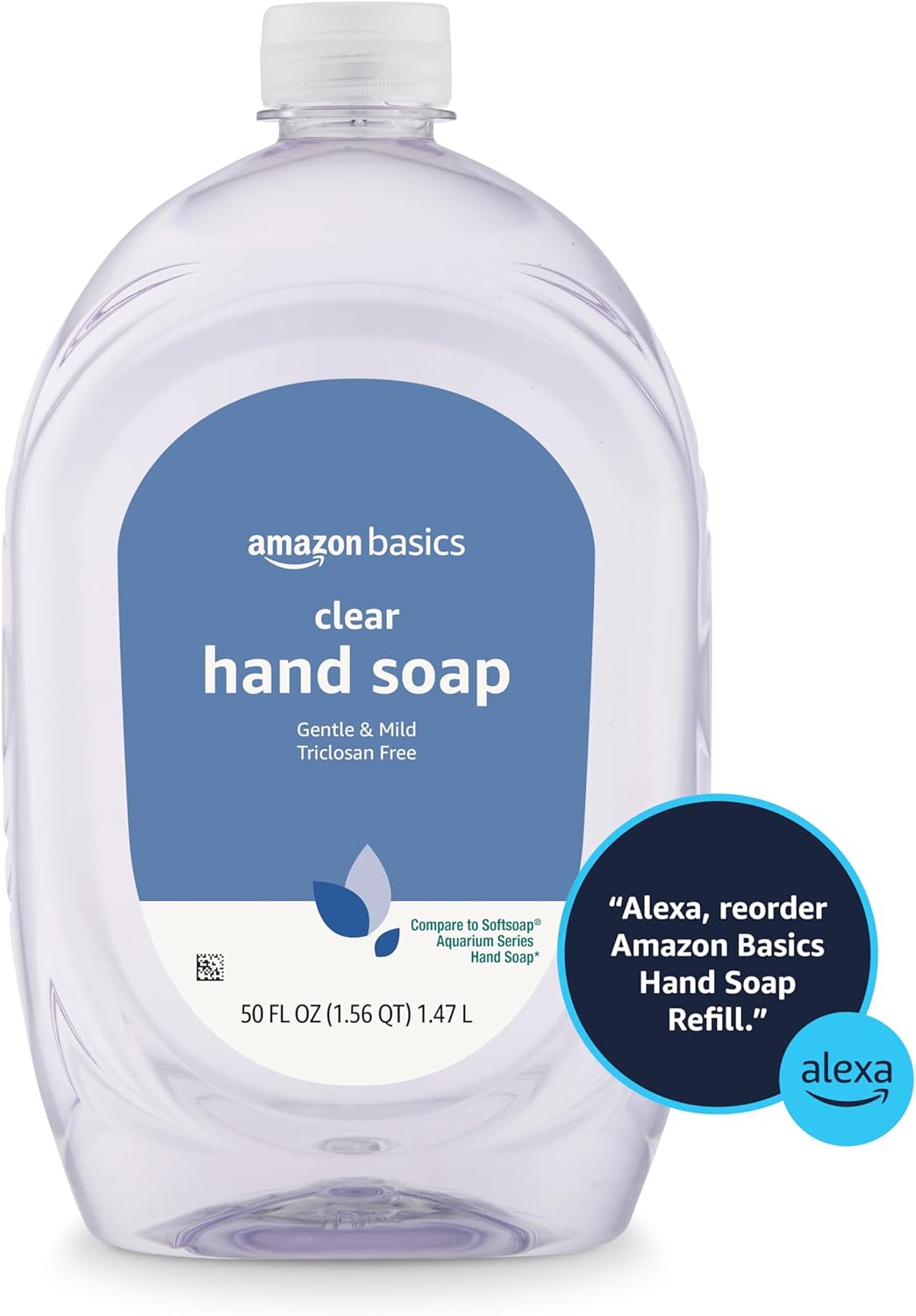 Amazon_Basics_Gentle_&_Mild_Clear_Liquid_Hand_Soap_Refill,_Triclosan-Free,_Dermatologist-Tested,_pH_Balanced,_Cruelty-Free,_50_Fluid_Ounces,_1-Pack_(Previously_Solimo)